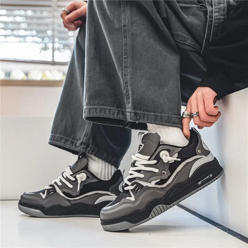 Men's Vulcanized Shoes Trendy Personalized Teenagers Casual Shoes Round Toe Lace-Up Plus Size Platform Shoes Men Shose For Sale 6