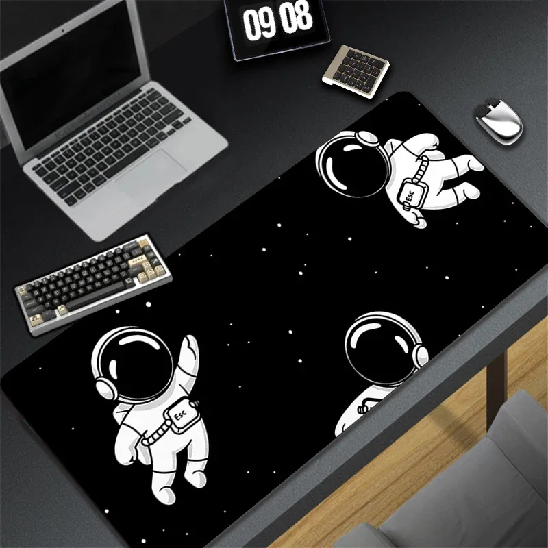 Grande Astronauta Impresso Gaming Mouse Mat Padrão Preto Gamer Teclado Pad Desk Protector Mousepad Acessórios de Computador
