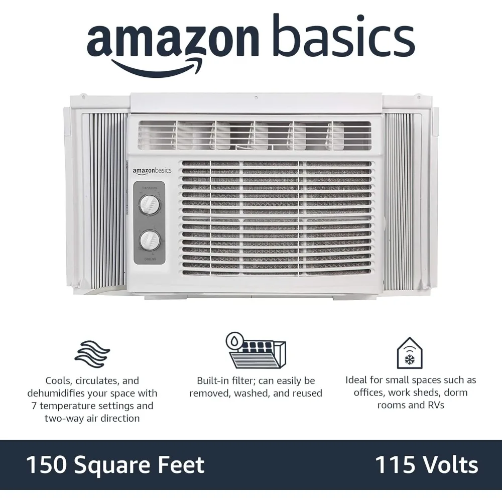 

Mounted Air Conditioner with Mechanical Control Cools 150 Square Feet, 5000 BTU, AC Unit, White