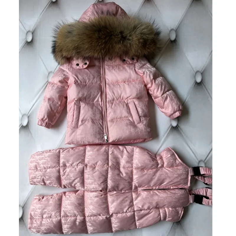 Зимний Комбинезон Winter White Duck Down Jacket Set For Boys And Girls Thickened High-end Children's Skiing Suit Лыжный Костюм