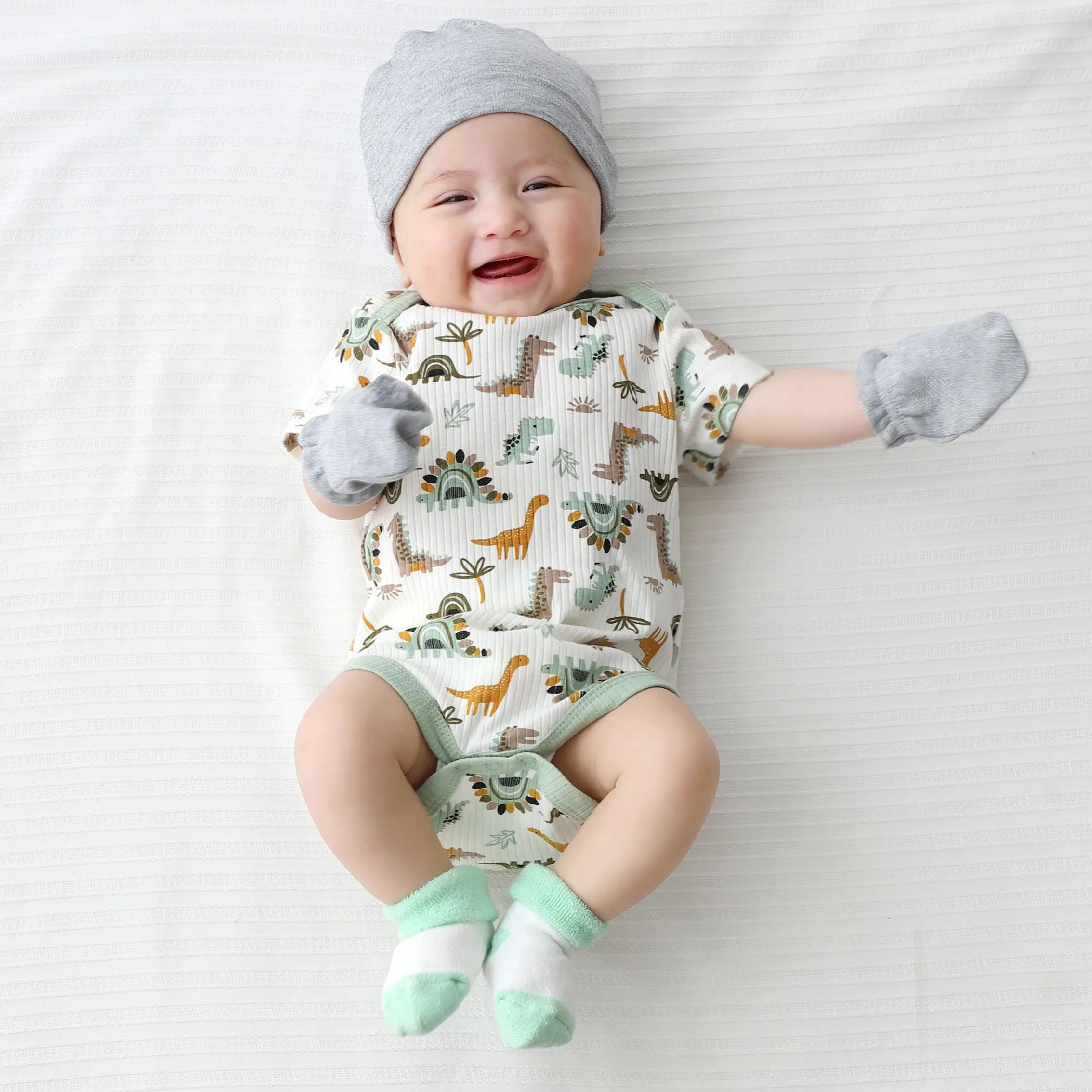Newborn Baby Ribbed Bodysuit Cotton Baby Boy Girl Clothes 0-12 Months 3
