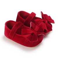Spring And Autumn New Girl Baby Bow Anti Slip Soft Sole Princess Shoes Red New Year Christmas Bow Walking Shoes 1