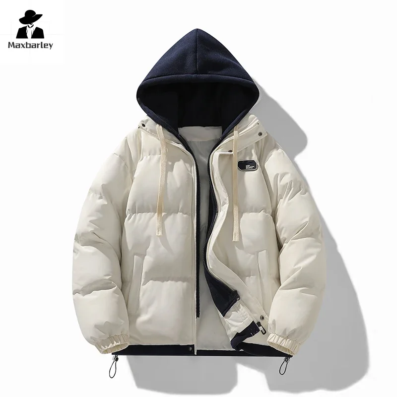New Men's Winter Jacket Korean Trendy Thickened Fake 2-piece