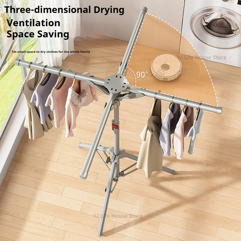 Foldable Clothes Drying Rack Thickened Floor Standing Swivel