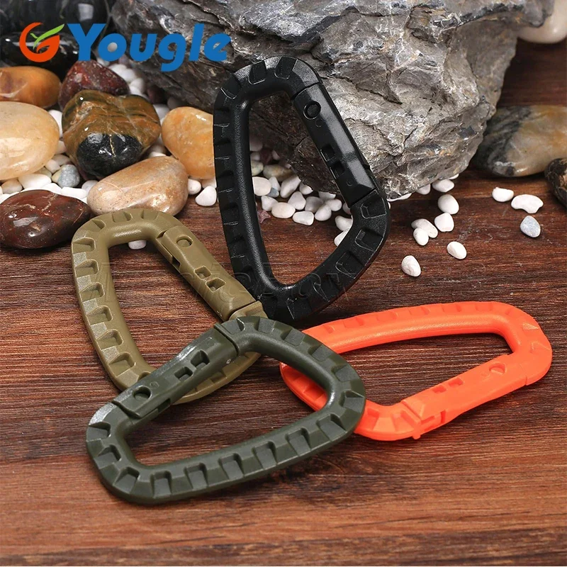 5 PCS Outdoor Plastic Carabiners Hanging Buckle Hook Keychain Bushcraft Survival Tool
