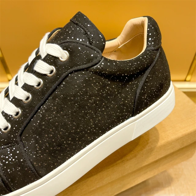 Luxury Designer Men's Shoes Riveted Red Soled Shoes with Stars and Sequins,  Breathable Low Top Luxury Casual Shoes