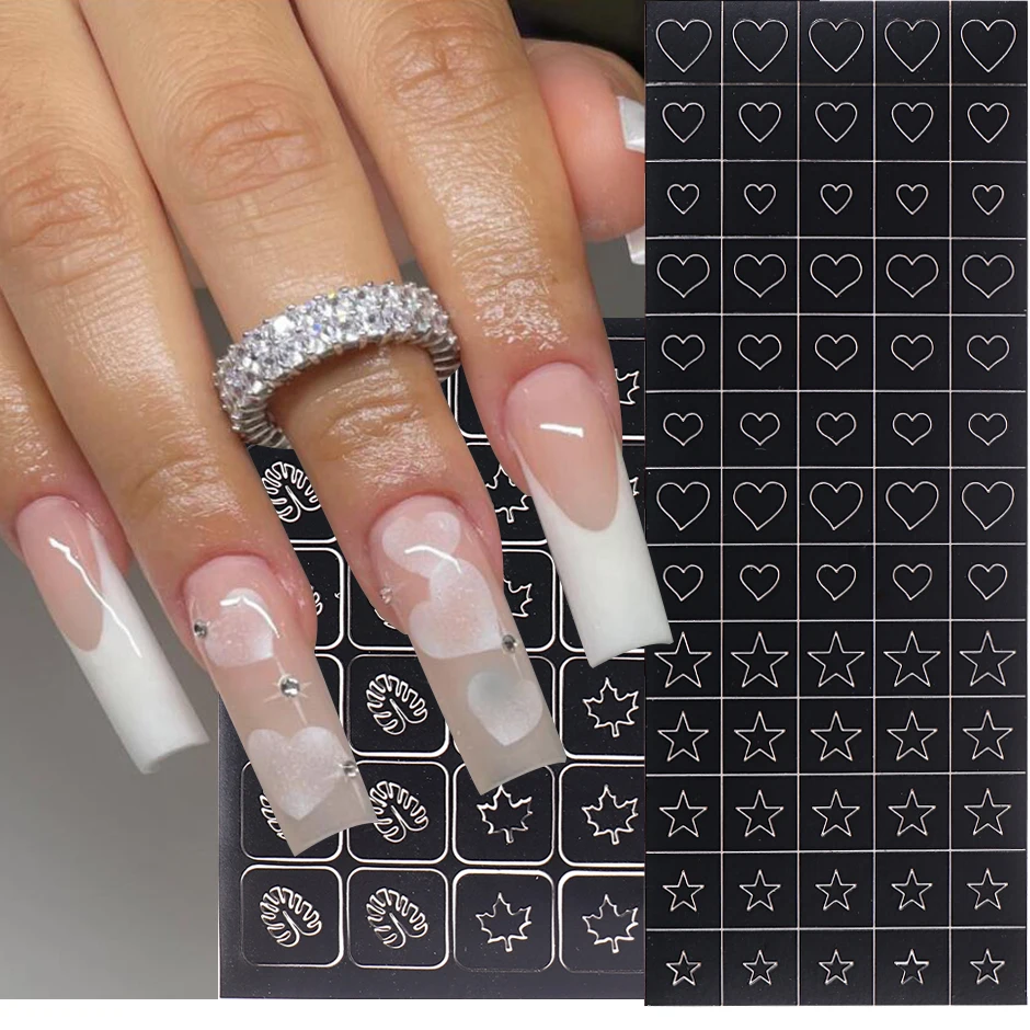 AirbrushNailDesignHeartStarFrenchStencilsforPrintsAirbrush