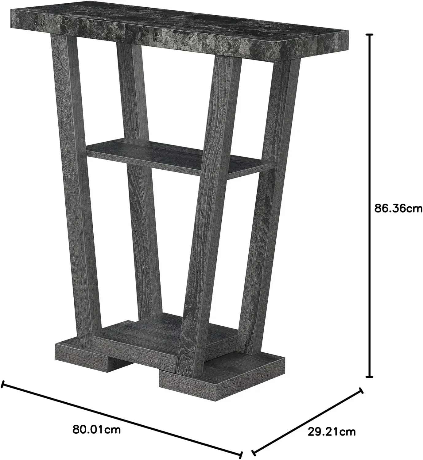 Newport V Console, Faux Black Marble/Weathered Gray 3
