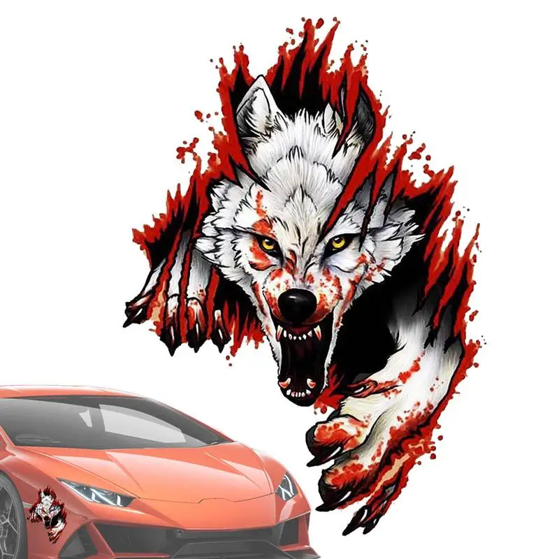 

Наклейка с головой волка, наклейки с окошком волка, декоративные ярлыки с веселыми животными из ПВХ, стильные украшения для автомобиля, фургона, грузовика, мотоцикла, пикапа, внедорожника