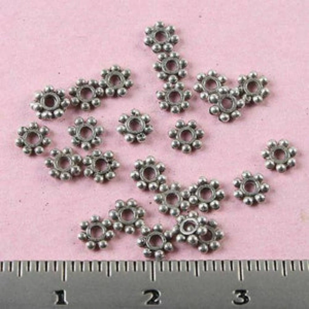 

150 шт. 5 мм Темно-серебристые разделительные бусины с маргариткой H0754