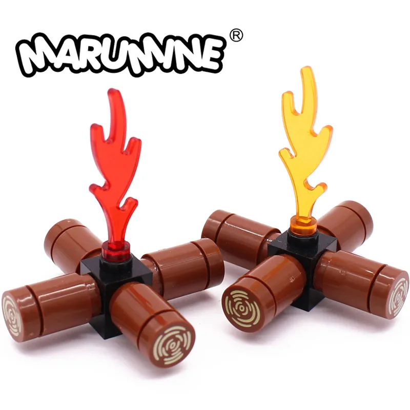 Marumine Falò Building Blocks Set Ceppo Di Albero Festa In Legno Bbq City Friend Moc Bricks Accessori Per Parti Fai Da Te