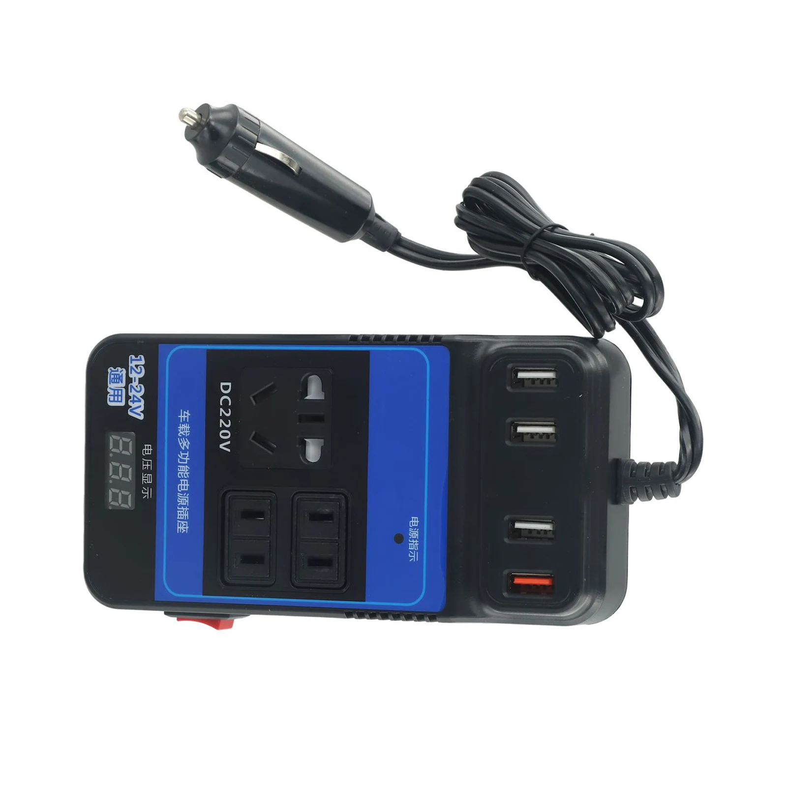 

Преобразователь напряжения в поездку, 4-USB, постоянный ток 12 В, 24 В, постоянный ток 220 В, защита от перегрузки по току