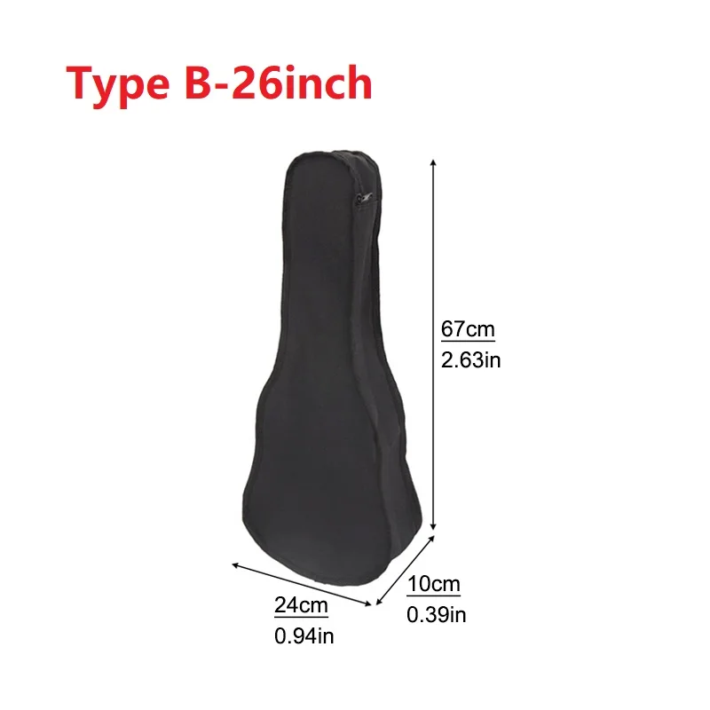 Black Portable Ukulele/Guitar Soft Case - Waterproof Cotton Bag, Multiple Sizes Available