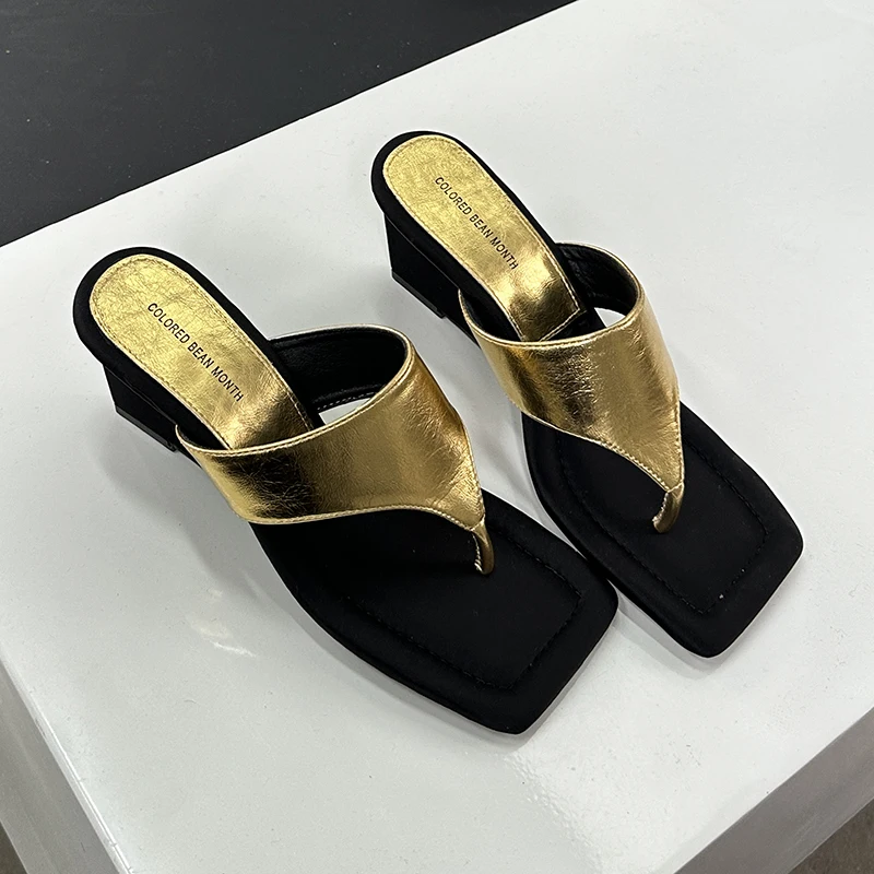 ZOOKERLIN Summer New Women's Sandals Slippers Wedges Women's Slippers Open Toe High Heel Rhinestones Strap Buckle Slides Slip-on