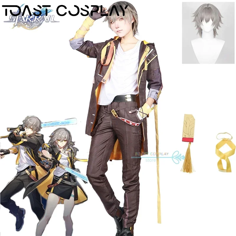 

Trailblazer Cosplay Game Honkai Star Rail Trailblazer Caelus Cosplay Costume Wig Full Set Anime Role Play Carnival Party Clothes