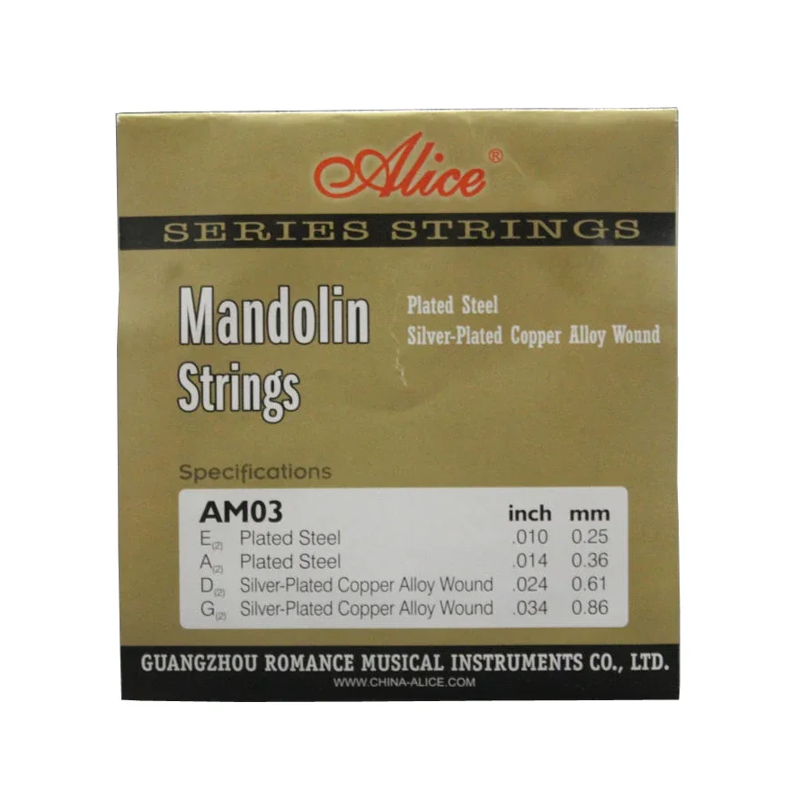 10 Sets Alice AM03/AM04/AM05/AM06/AM07/AM08 Options Mandolin Strings Silver-Plated/Coated Copper Alloy Wound EADG mandolin strings