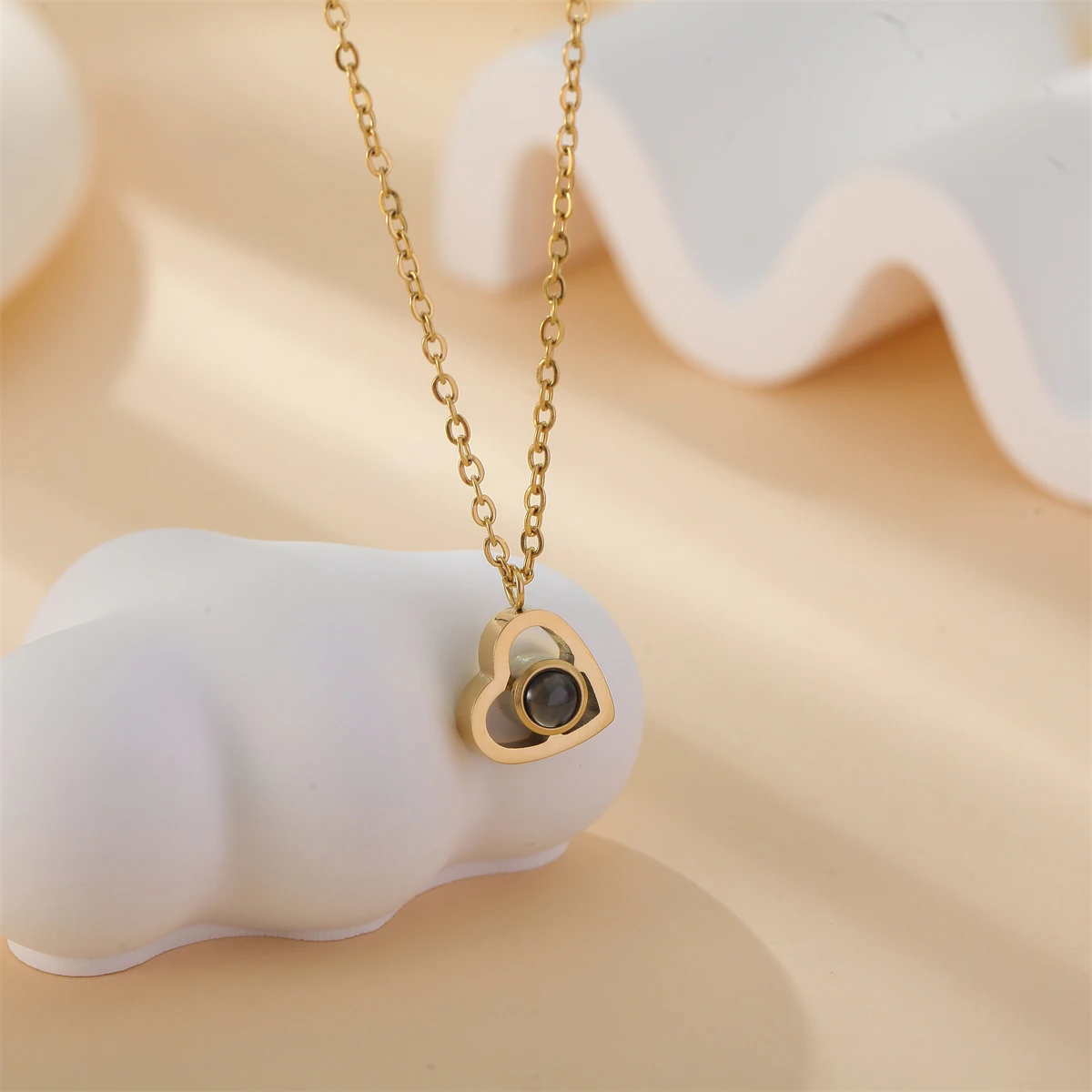 Small Heart Pendant Projection Necklace Personalized Picture Necklace Minimalist Custom Photo Necklace Gift For Women
