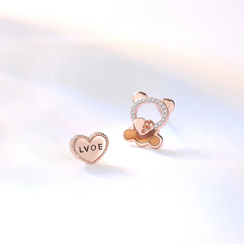 

Y2K 925 Sterling Silver Earrings Teddy Bear Animal Love Fashionable Exquisite Decoration Women Earring Decoration Jewelry Gifts