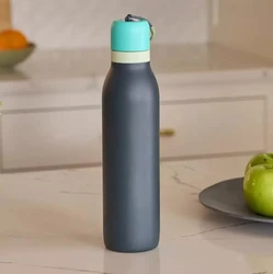 Stainless Steel Insulated Large Capacity Sports Water Bottle - Fashionable & Portable - 24oz (Fog Tide Black)