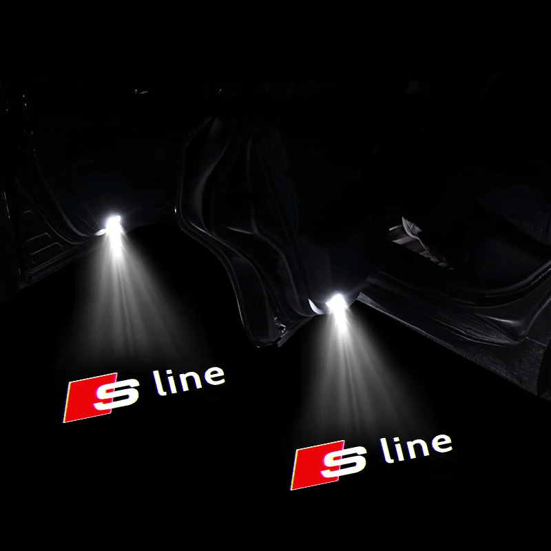 Led 자동차 문짝 라이트 환영 프로젝터 로고 고스트 섀도우 램프, 아우디 S라인 RS TT A3 A4 A5 S4 S5 S7 Q3 Q7 C6 B7 액세서리, 2 개