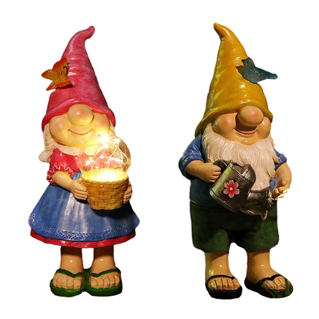 Kreatív Napenergia -Izzó Elf Szobor Dísz Gyanta Goblin Gnóm Szobrok Könnyű, Vízálló Kerti Dekorációval - Image 6