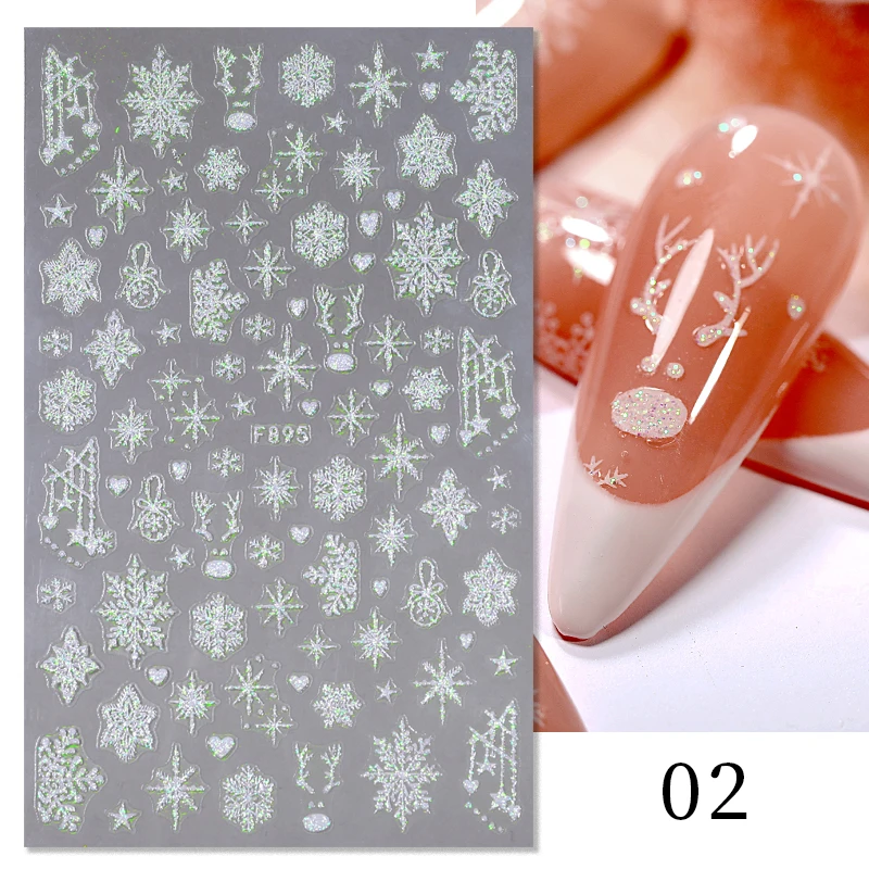 Winter Xmas Nail Art Designs 3D Cute Sticker Cartoon Christmas Slider New Year Holiday Polish Decal Manicures Decorations F686 nail stickers nail art decoration nail decals