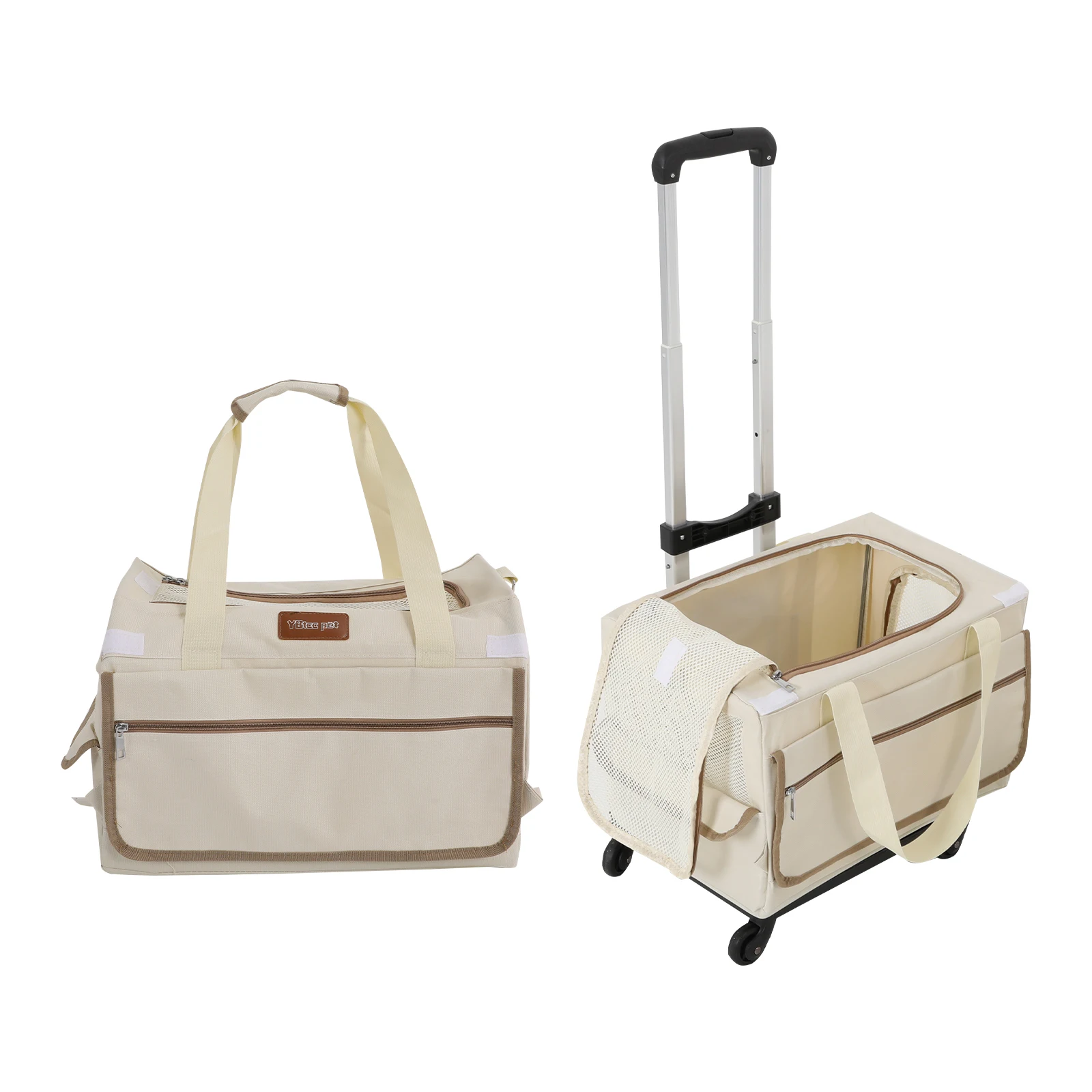 Double-Layer Rolling Pet Carrier – Trolley Suitcase with Mesh Windows for Cats & Dogs