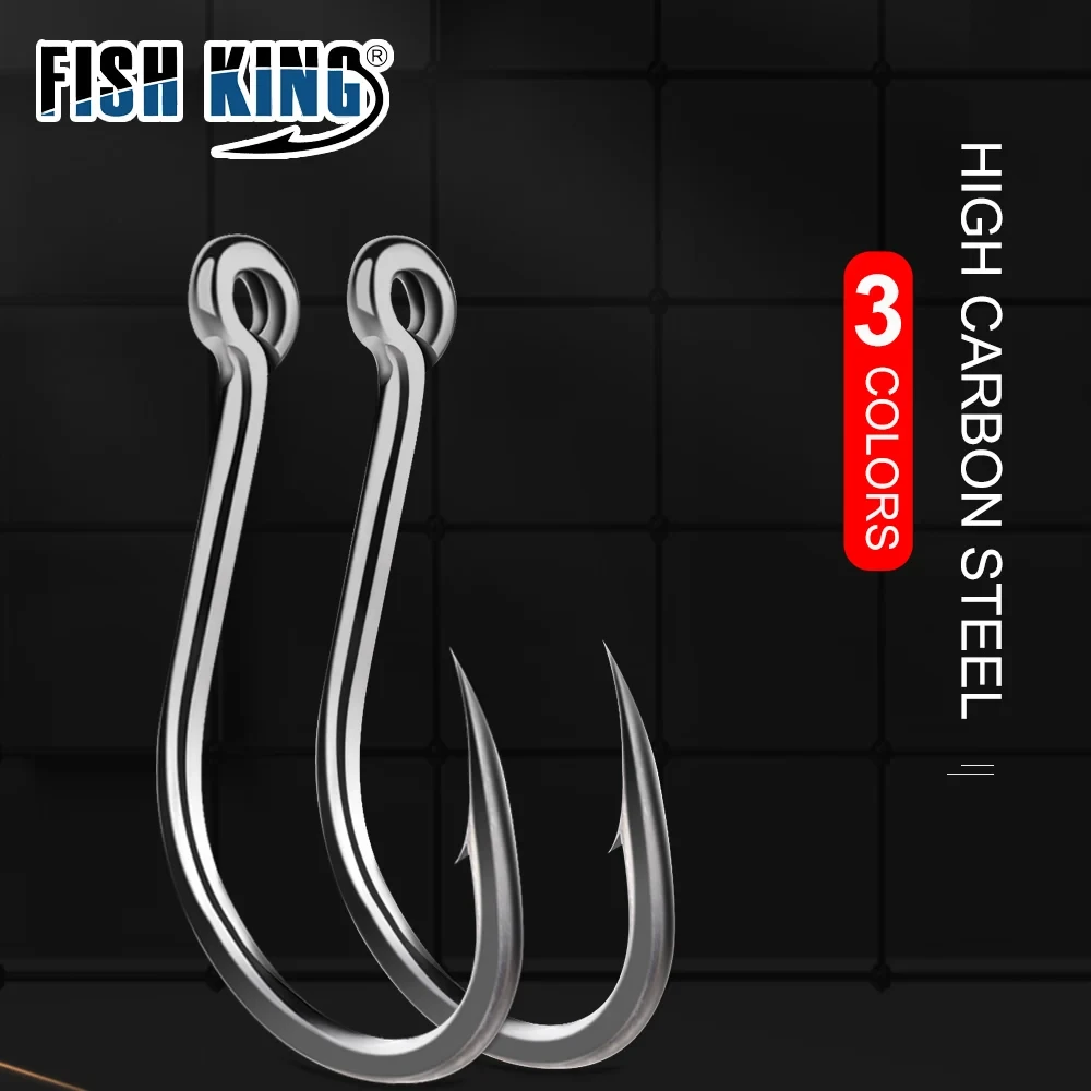 FISH KING 골드 낚시 후크, 고탄소강 1 -12  가시 후크, 잉어 낚시 태클용 링 아이 레드 낚시 후크, 50-100 개