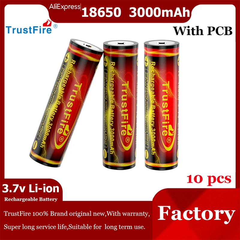 

100% TrustFire 18650 3,7 в 3000 мАч литий-ионные аккумуляторы с защитой для светодиодной фары, тактического фонарика