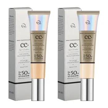 CC Cream Foundation SPF 50 Sunscreen Foundation Concealer Lightweight Moisturizing Brightening Foundation Face Base Makeup