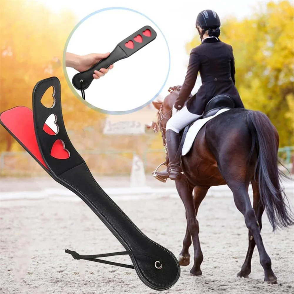 Equestrian Whip Horse Crop PU Leather Soft Handle Riding Paddle Outside Game Play Reusable Racing Horses Training Practice Tools 1PC