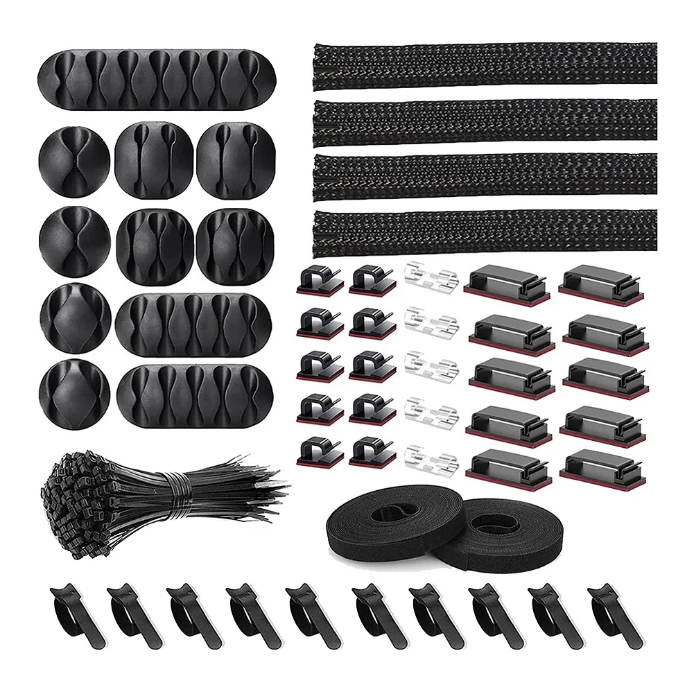 

152 Pcs Cord Organizer Kit, Include Adhesive Clips, Cable Sleeves Management Clips