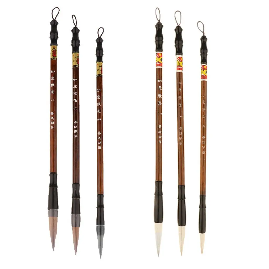 Pack of 3 Professional Chinese Calligraphy Kanji Japanese Sumi Drawing Brush Large, Small, Medium Size Pack of 3 Professional Chinese Calligraphy Kanji Japanese Sumi Drawing Brush Large, Small, Medium Size
