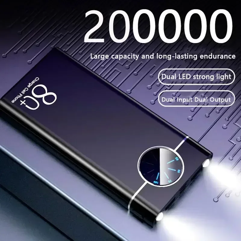 

Портативное зарядное устройство 200000 мАч, супербыстрая зарядка, портативное зарядное устройство с цифровым дисплеем, внешний аккумулятор для iPhone, Xiaomi, Samsung