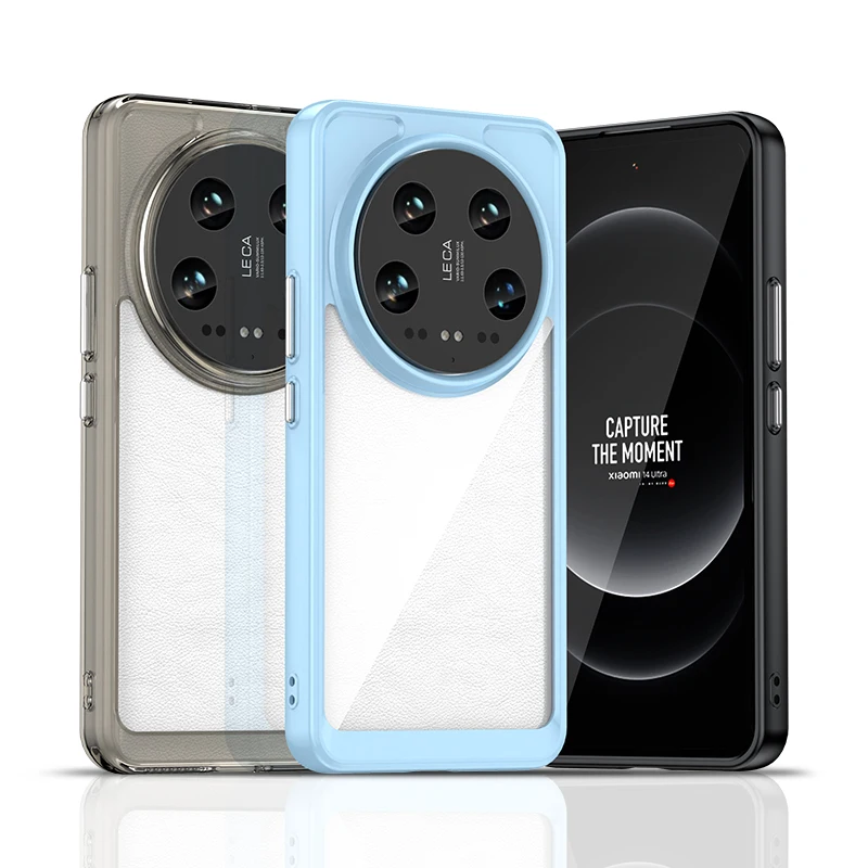 Per Xiaomi 14 Custodia Ultra Trasparente Xiaomi 14 Ultra Cover Funda Coque Custodia Posteriore Antiurto Rigida Traslucida Con Bordo Morbido Xiaomi 14 