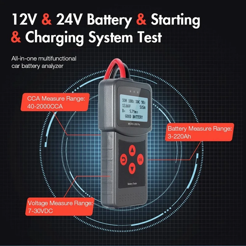 Testeur de batterie de voiture Micro 200 Pro, petit clip pour