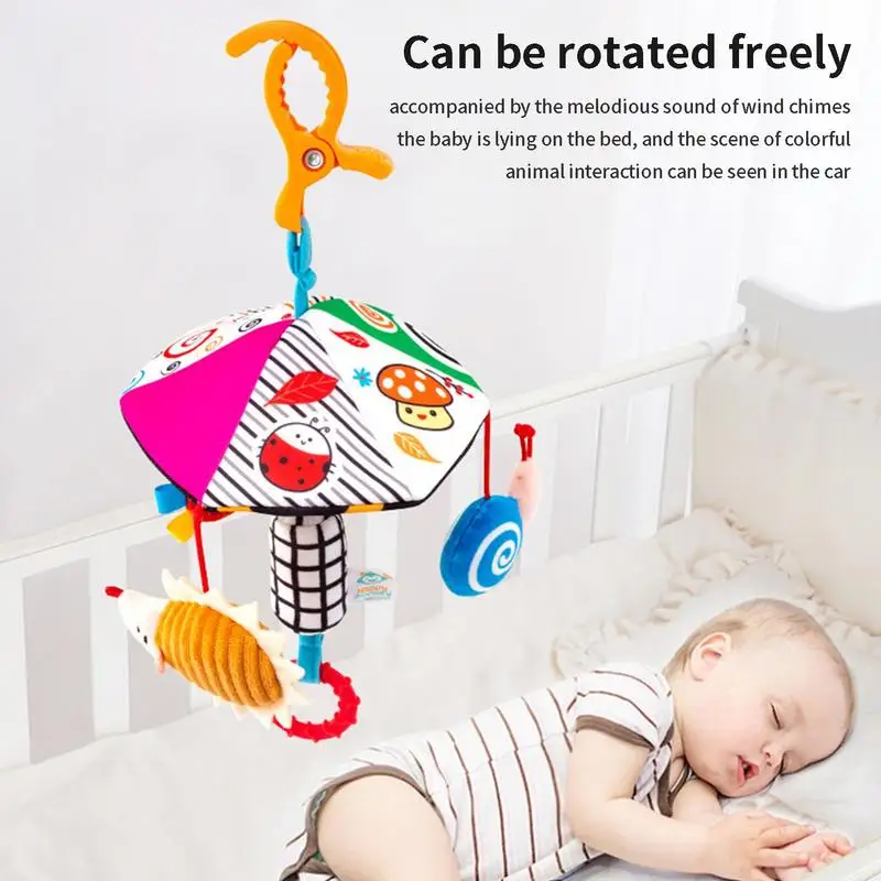 

Comfort Bedside Toys with Mirror Portable Toddler Bed Bell Music Toy Spiral Stroller Toy Gifts for Newborn Girls and Boys
