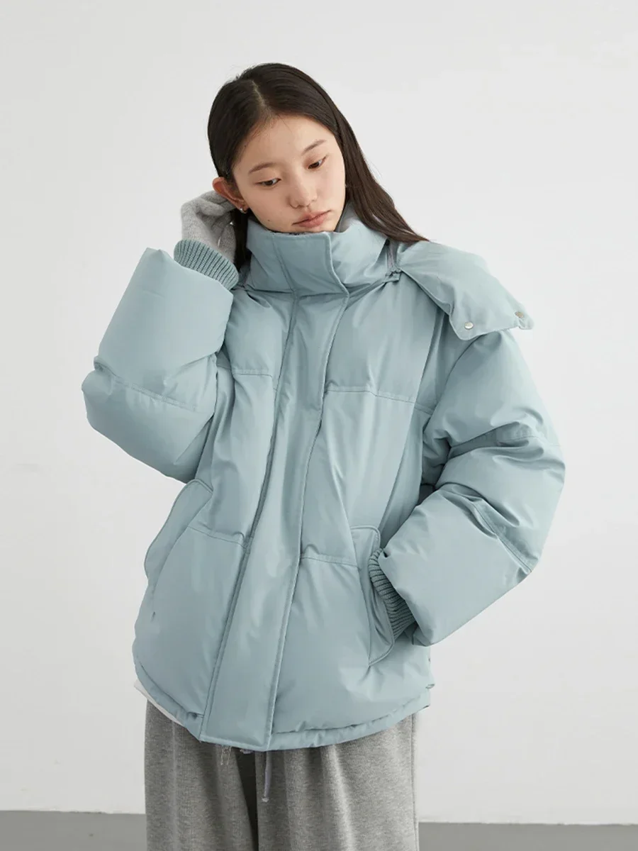 CHIC VEN Women\'s Down Coats Korean Casual Loose Warm Windbreak Hooded Jacket Fashion Solid Outerwear Female Clothes Winter 2023