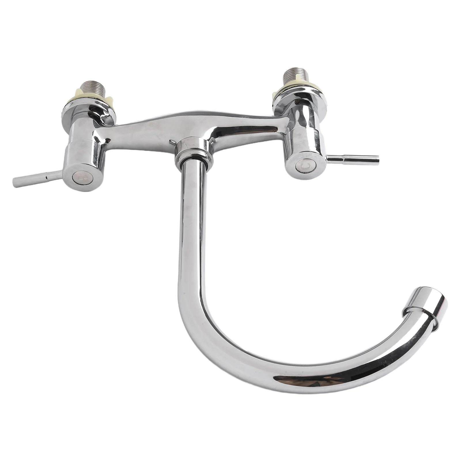 

Chrome Finish Double Lever Faucet for Kitchen Sink Separate Hot and Cold Controls Solid Brass Construction Easy to Operate