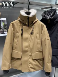 New 2023 Winter Thick Warm Mens Down Coat Removable Fur Collar Fashion Stand Collar Outside Casual Outerwear Male Windbreak Coat