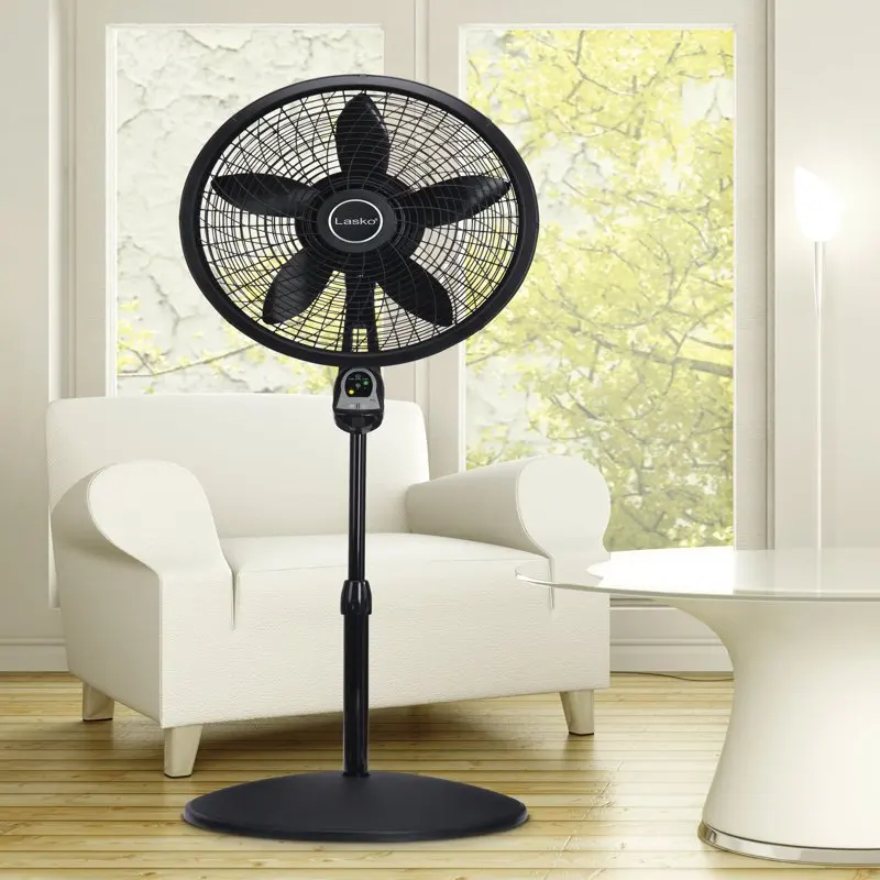 18 3-Speed Oscillating Cyclone Pedestal Fan with Remote and Timer, 1843,  Black - AliExpress