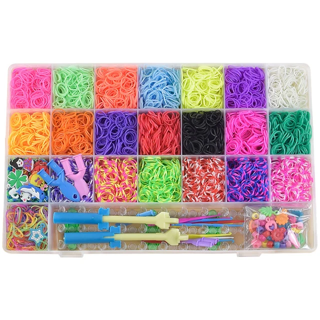 Bands Box Kid DIY Set Bracelet Silicone Rubber Bands Elastic Colorful Weave Bands Toy Children Goods 4