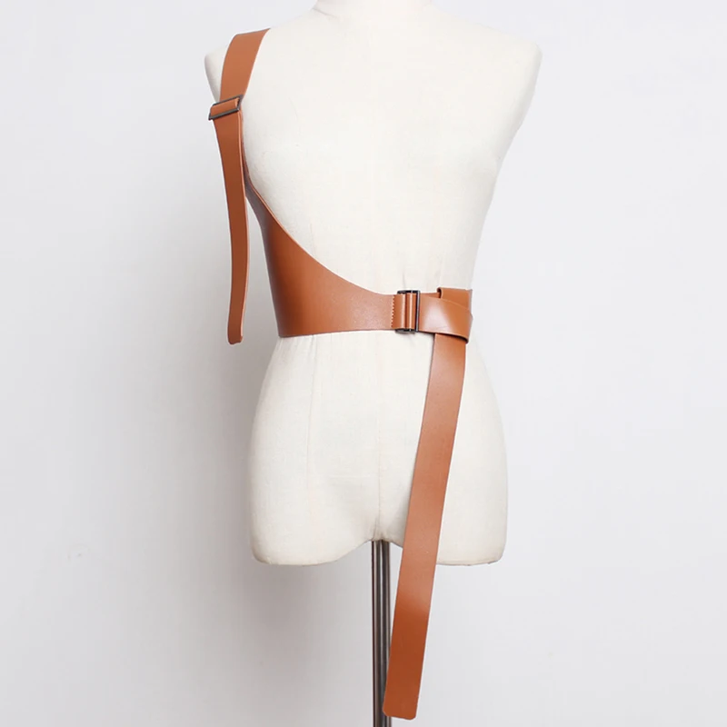 

New Spring Pu Leather Corset Vest Strap Belt Brief Irregular Steampunk Harness Strechy Waistcoat Wide Girdle Women Fashion