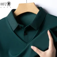 Polo décontracté à manches longues pour hommes, couleur unie, haut polyvalent d'affaires, faux deux pièces, toutes saisons, 2025 3