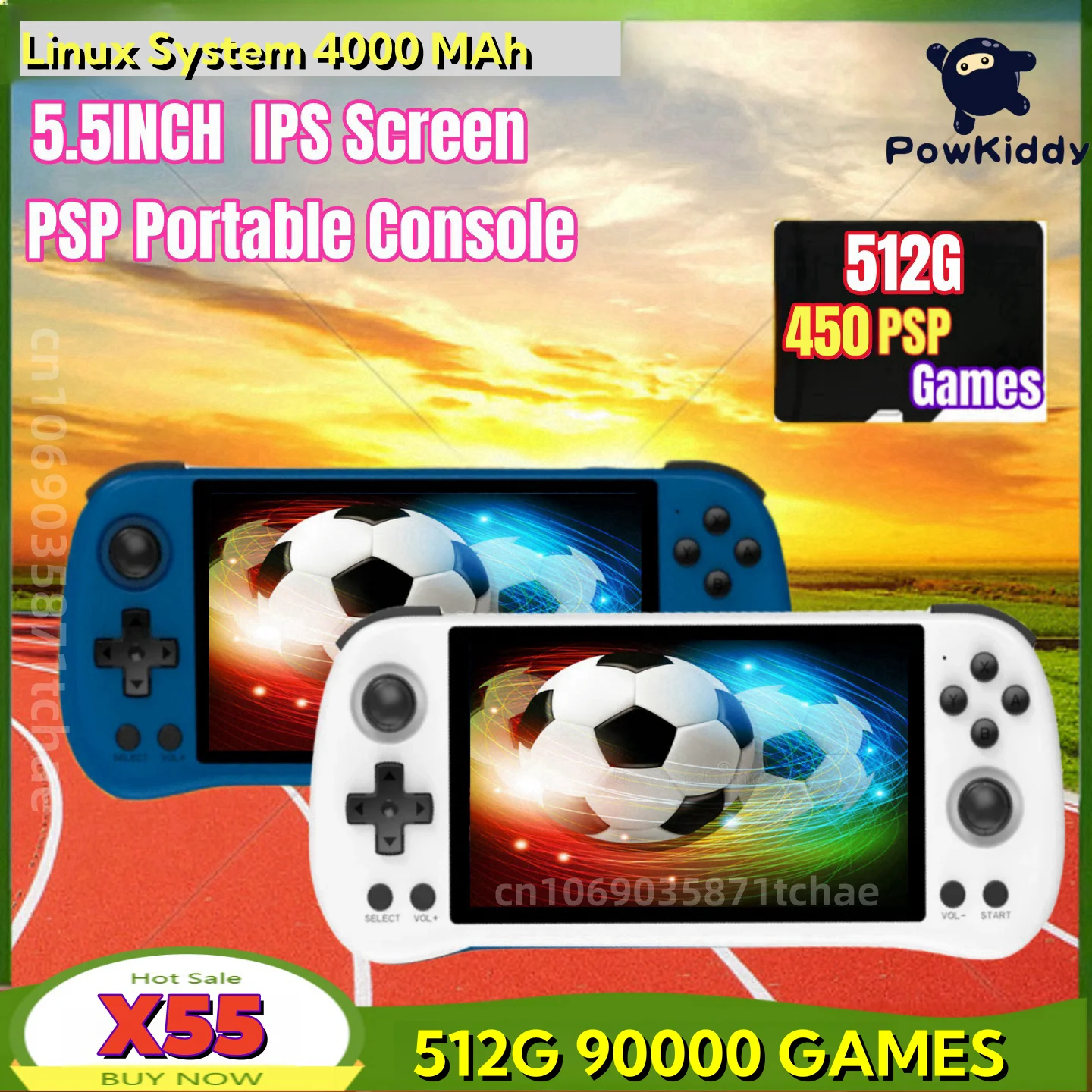 

POWKIDDY X55 5.5 INCH Portable Handheld Video Game Consoles RK3566 Open-Source Retro Player 256G 512G 90000 Games PSP Kids Gift