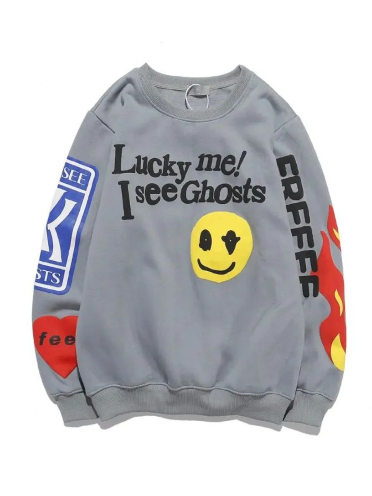 Long Sve Couple Hoodie Smiling Face Printed Casual Loose Fit Comfortable Sweatirt for Men And Women