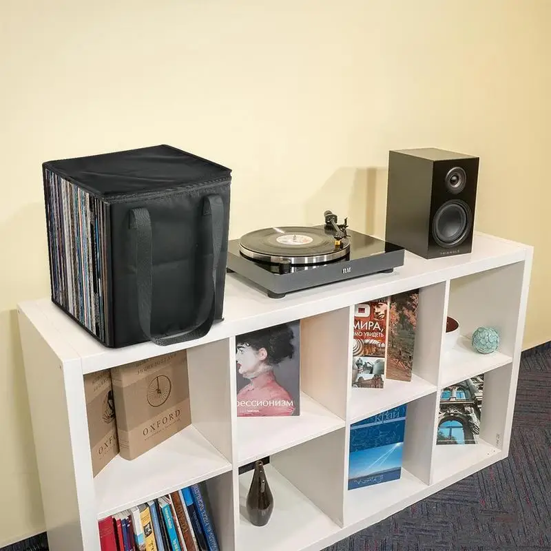 XIAOBAN Borsa per il trasporto di dischi in vinile, custodia per album da 30,5 cm e vinile singolo da 30,5 cm, borsa pieghevole antipolvere per dischi in vinile, organizer per dischi in vinile, Nero