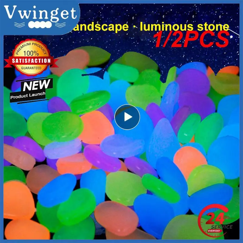 

1/2PCS Glow in the Dark Garden Pebbles Glow Stones Rocks for Walkways Garden Patio Lawn Garden Yard Decor Luminous Stones
