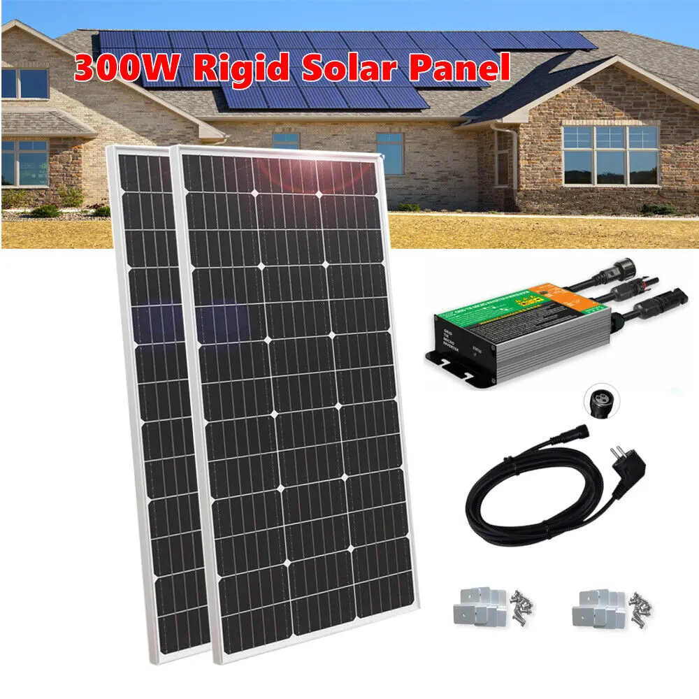 Solar-Balcony-Power-Station-300W-Glass-Solar-Panel-2x150W-Inverter-230V ...