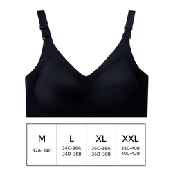 Women's Seamless Soft Jelly Color Wireless Bra - Comfortable Deep V Gather Lingerie - XXL (Black)